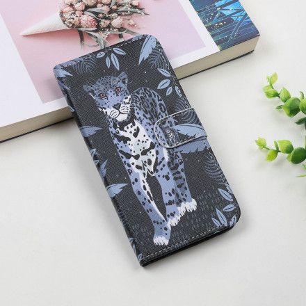 Folio Deksel Til Samsung Galaxy A22 5G Med Kjede Thong Leopard