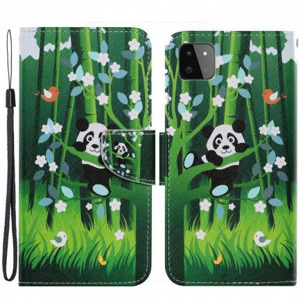 Folio Deksel Til Samsung Galaxy A22 5G Panda Walk