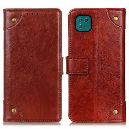 Folio Deksel Til Samsung Galaxy A22 5G Vintage Nappa Skinneffekt