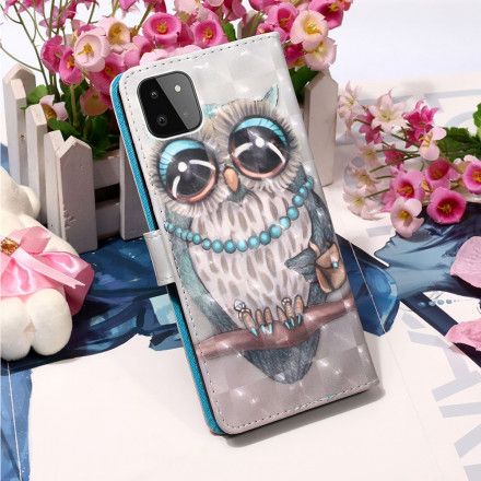 Lærdeksel Til Samsung Galaxy A22 5G Med Kjede Frøken Strappy Owl