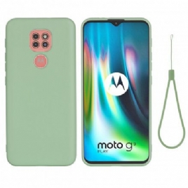 Deksel Til Moto G9 Play Flytende Silikondesign Med Snor