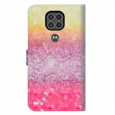 Folio Deksel Til Moto G9 Play Magenta Glittergradient