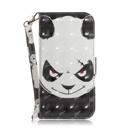 Folio Deksel Til Moto G9 Play Med Kjede Angry Panda Med Stropp