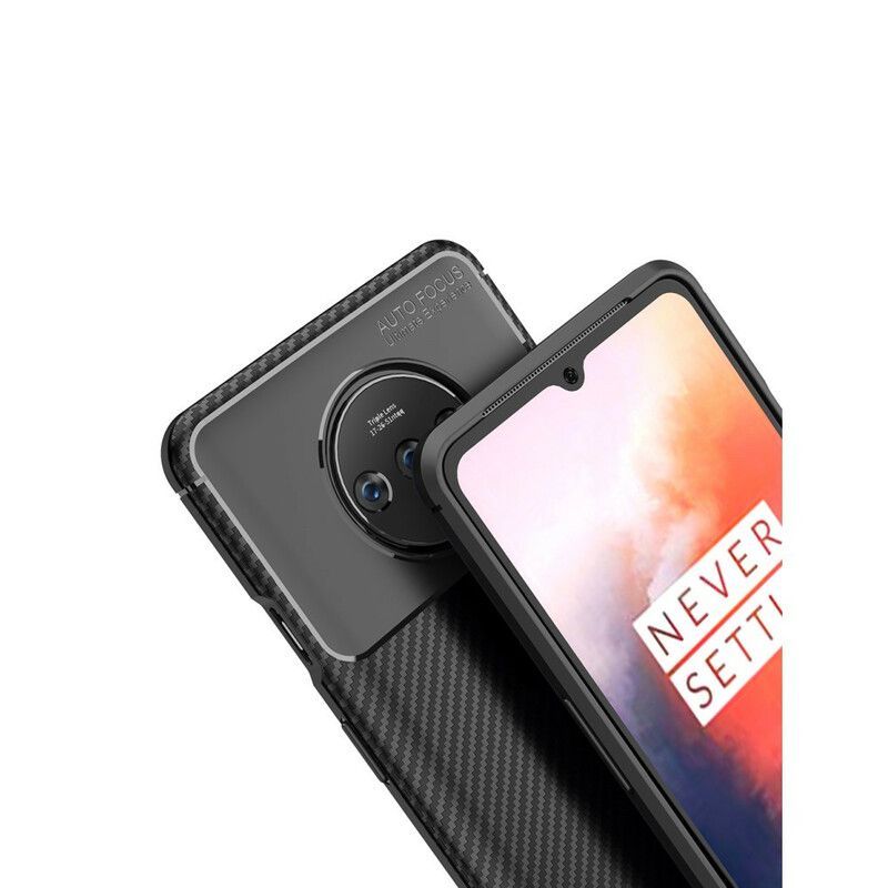 Deksel Til OnePlus 7T Fleksibel Karbonfibertekstur