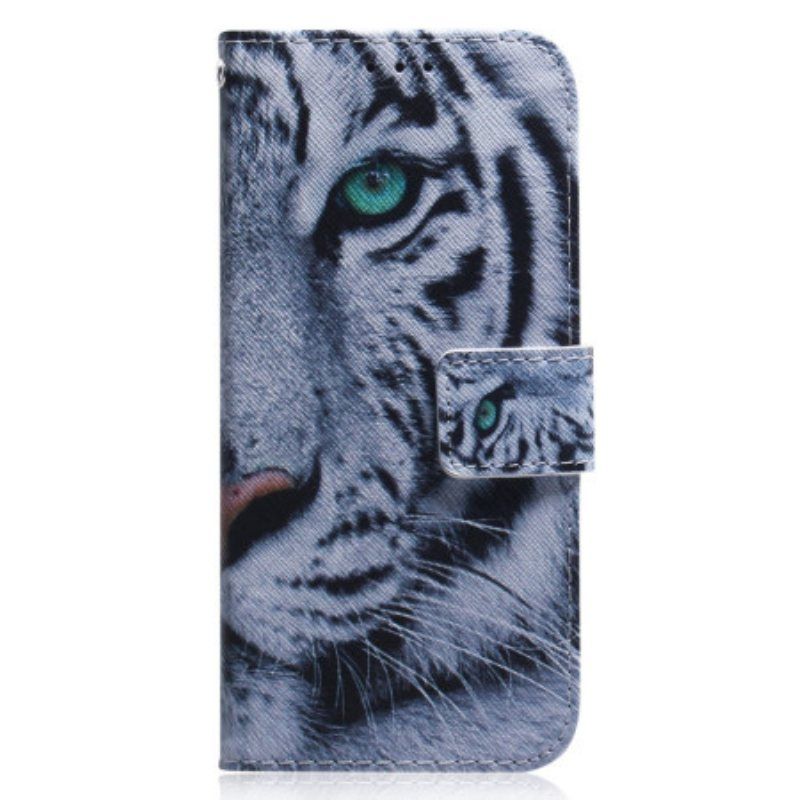 Folio Deksel Til Xiaomi 13 Med Kjede Strappy White Tiger