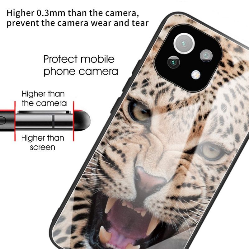 Deksel Til Xiaomi Mi 11 Lite 5G NE / Mi 11 Lite 4G / 5G Leopard Herdet Glass