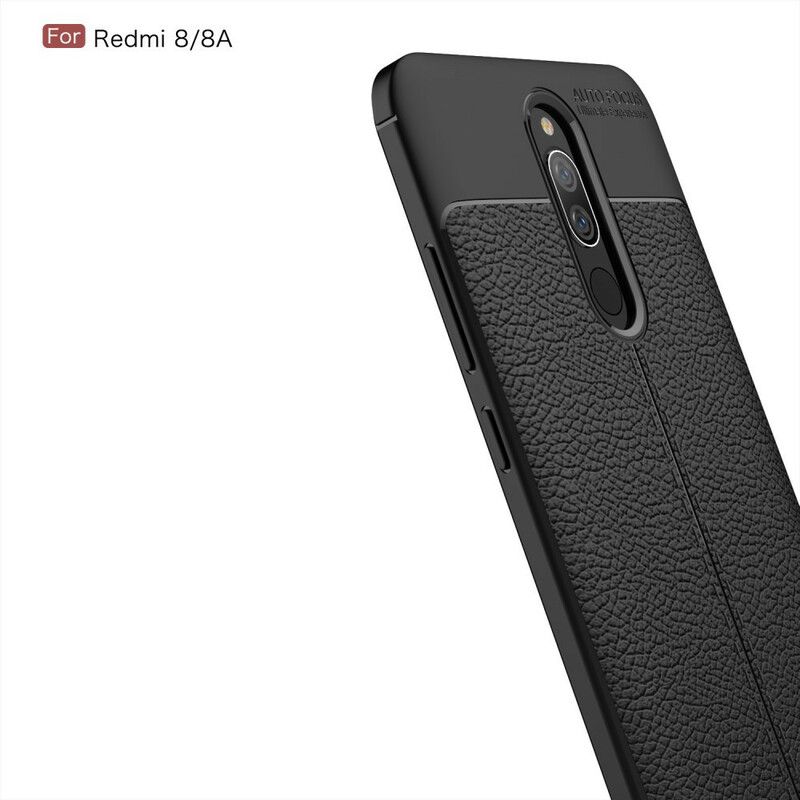 Deksel Til Xiaomi Redmi 8A Dobbellinje Litchi-skinneffekt