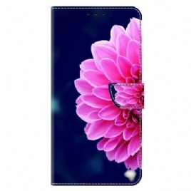 Folio Deksel Til Xiaomi 14 Pro Rosa Blomst På Blå Bakgrunn