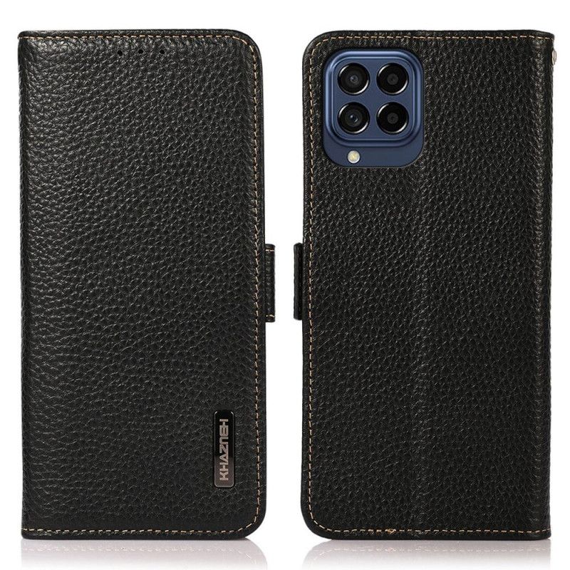 Folio Deksel Til Samsung Galaxy M53 5G Litchi Leather Khazneh Rfid