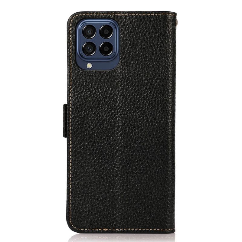 Folio Deksel Til Samsung Galaxy M53 5G Litchi Leather Khazneh Rfid