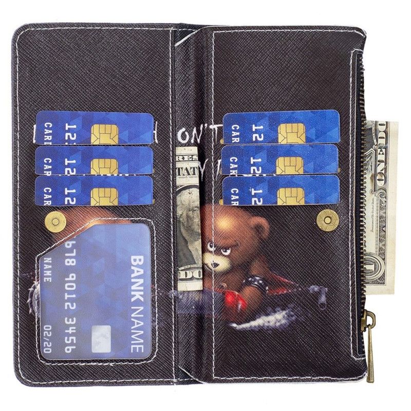 Folio Deksel Til Samsung Galaxy M53 5G Lommebok Bear Wallet