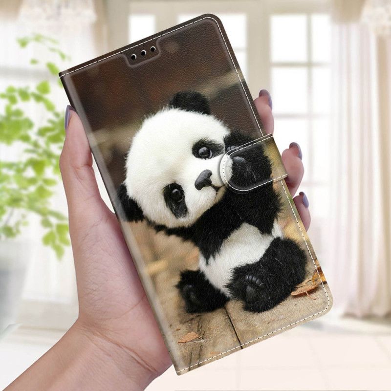 Folio Deksel Til Samsung Galaxy M53 5G Med Kjede Lille Panda Med Stropp