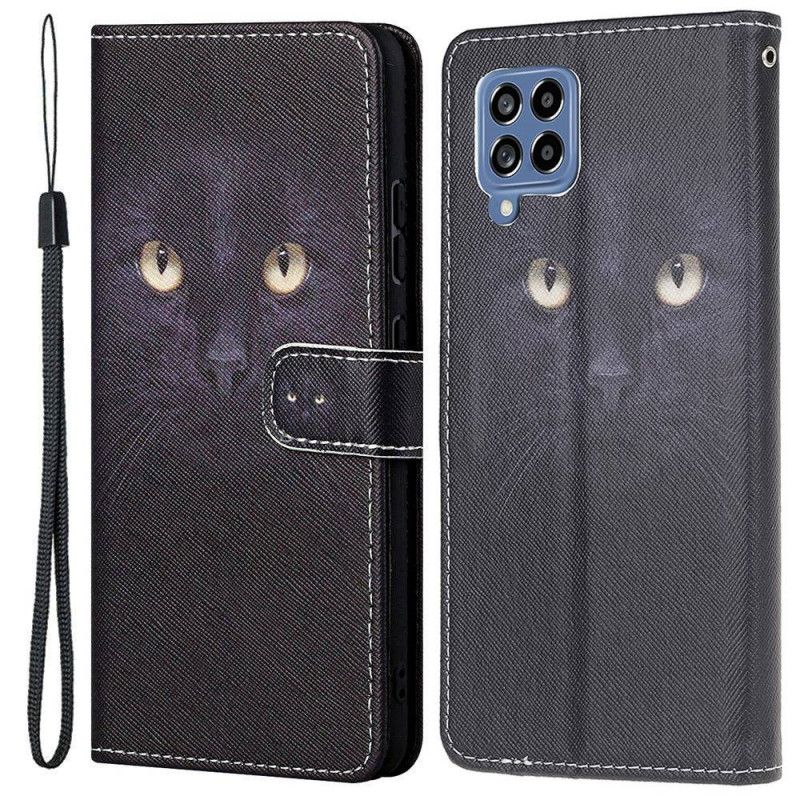 Folio Deksel Til Samsung Galaxy M53 5G Med Kjede Thong Cat Eyes