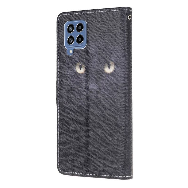 Folio Deksel Til Samsung Galaxy M53 5G Med Kjede Thong Cat Eyes