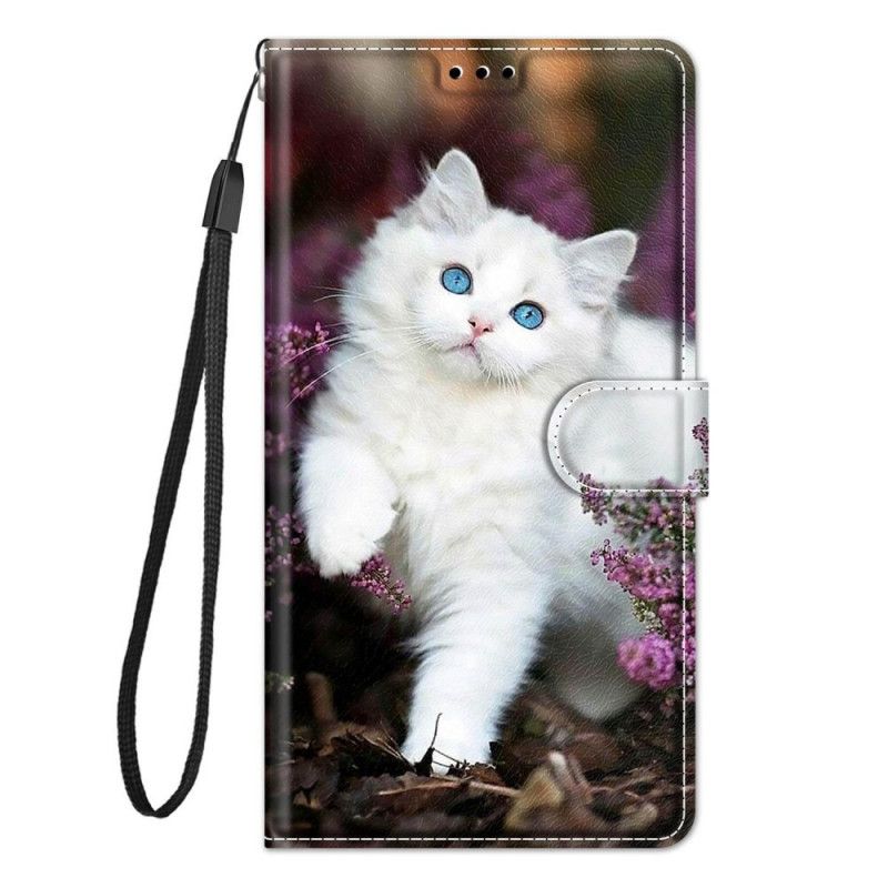 Folio Deksel Til Samsung Galaxy M53 5G Med Kjede Thong Cat Fan