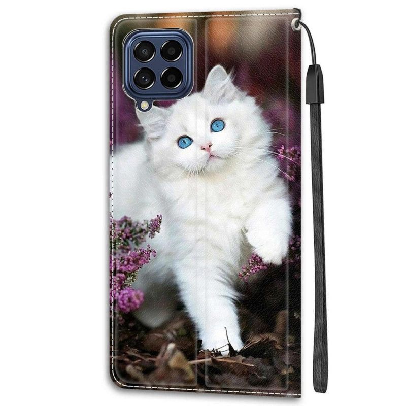 Folio Deksel Til Samsung Galaxy M53 5G Med Kjede Thong Cat Fan