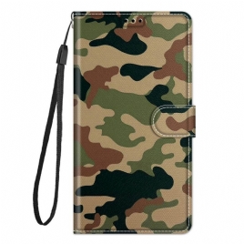 Lærdeksel Til Samsung Galaxy M53 5G Med Kjede Thong Camo