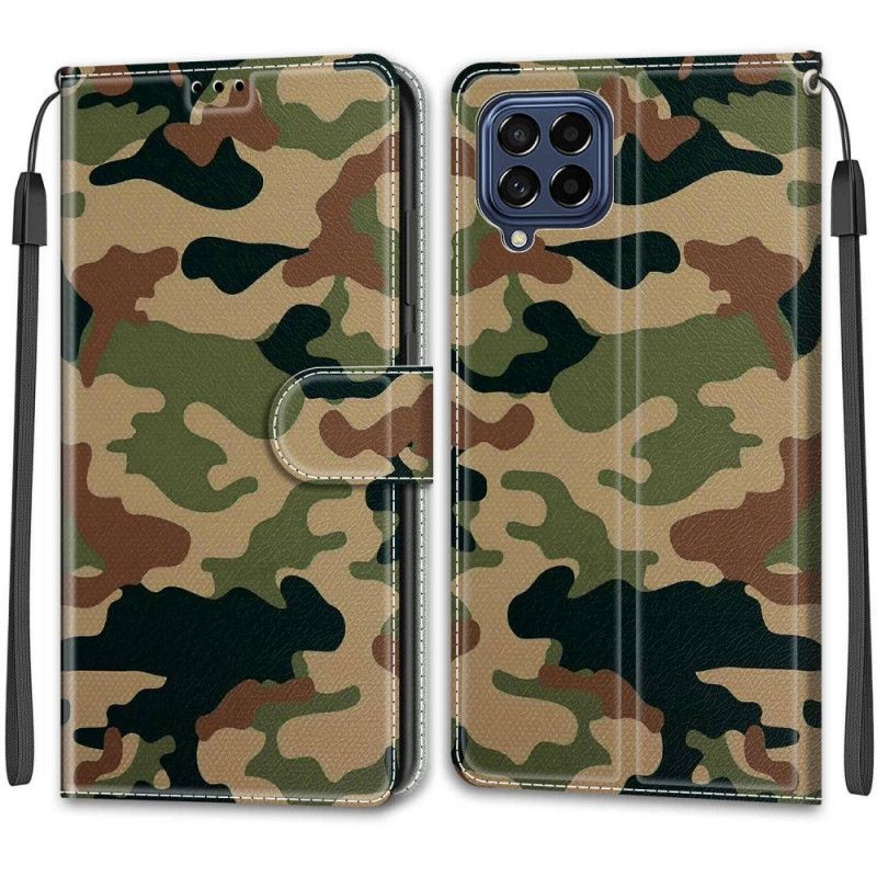 Lærdeksel Til Samsung Galaxy M53 5G Med Kjede Thong Camo