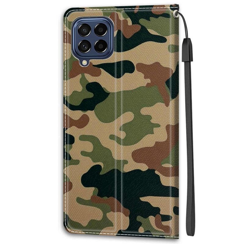 Lærdeksel Til Samsung Galaxy M53 5G Med Kjede Thong Camo