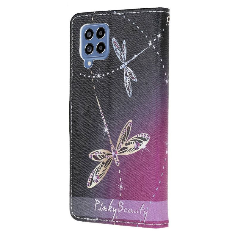 Lærdeksel Til Samsung Galaxy M53 5G Med Kjede Thong Dragonflies