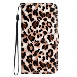 Folio Deksel Poco C65 Strappy Med Leopardtrykk