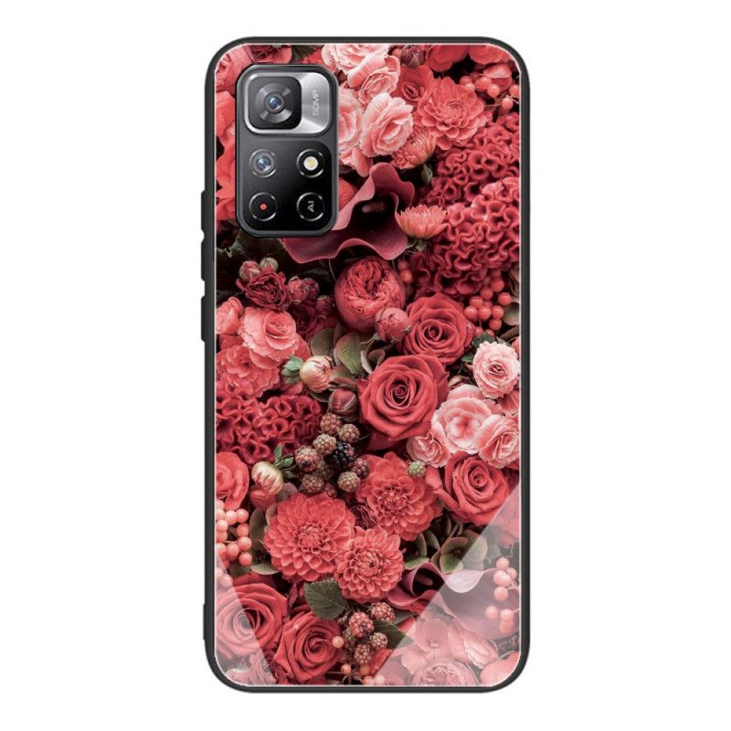 Deksel Til Xiaomi Redmi Note 11 Pro Plus 5G Rosa Blomster Av Herdet Glass