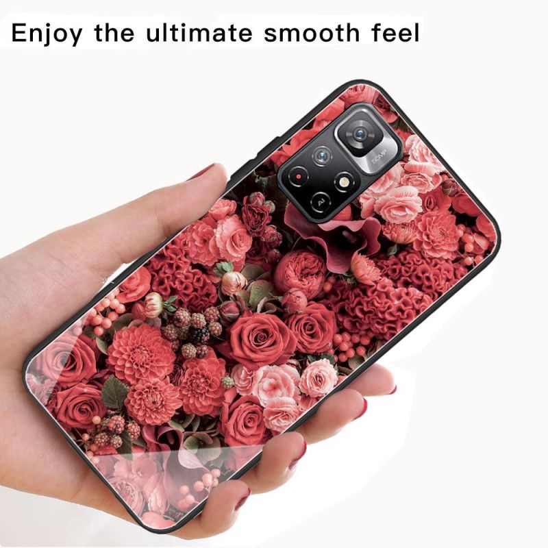 Deksel Til Xiaomi Redmi Note 11 Pro Plus 5G Rosa Blomster Av Herdet Glass