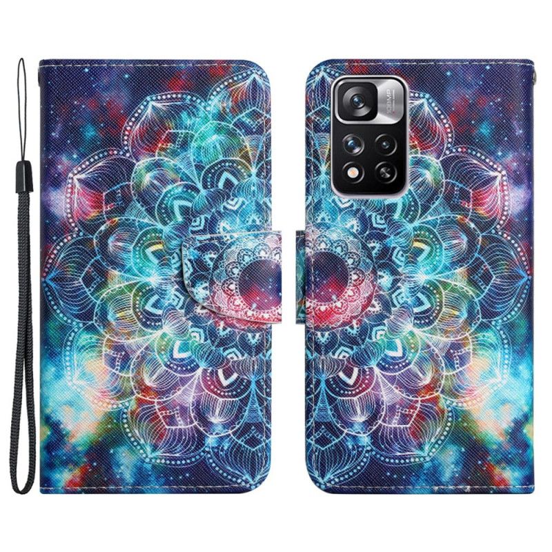 Folio Deksel Til Xiaomi Redmi Note 11 Pro Plus 5G Med Kjede Flashy Strappy Mandala