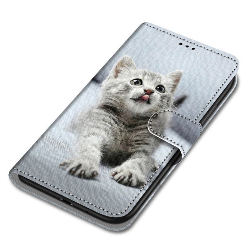 Folio Deksel Til Xiaomi Redmi Note 11 Pro Plus 5G Med Kjede Grå Strappy Kattunge