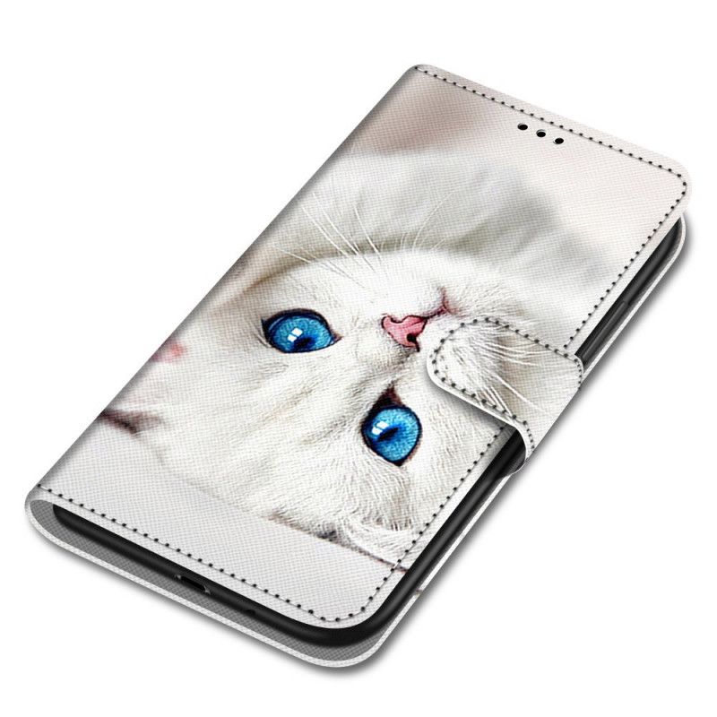 Folio Deksel Til Xiaomi Redmi Note 11 Pro Plus 5G Med Kjede Hvit Strappy Cat