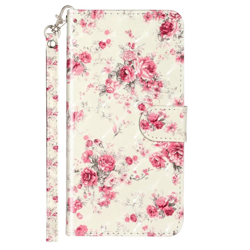 Folio Deksel Til Xiaomi Redmi Note 11 Pro Plus 5G Med Kjede Liberty Strap Blomster