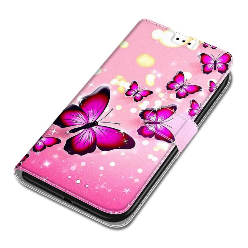 Folio Deksel Til Xiaomi Redmi Note 11 Pro Plus 5G Med Kjede Thong Butterflies Fan