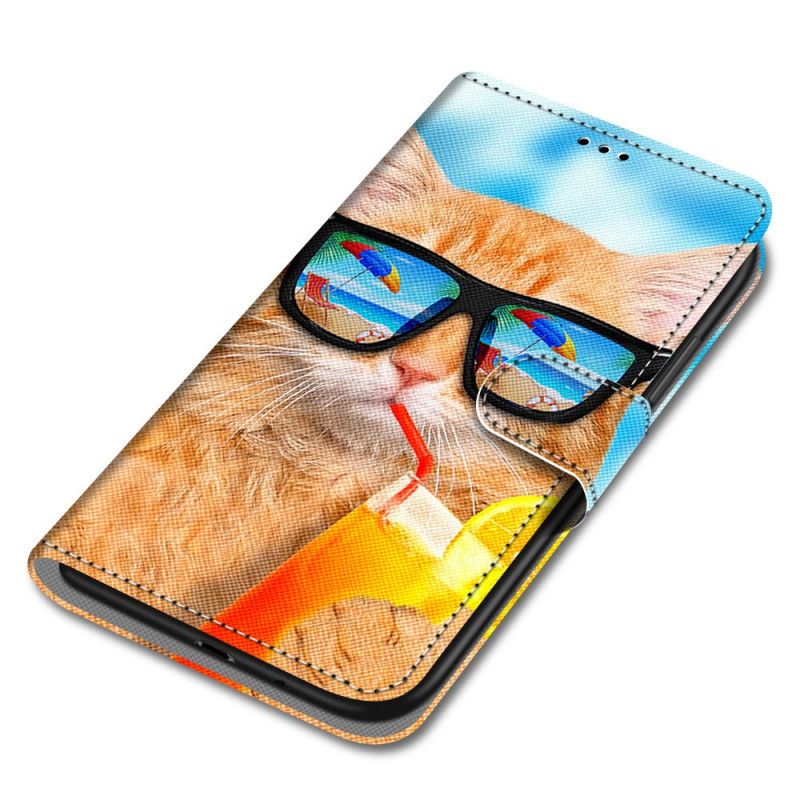 Folio Deksel Til Xiaomi Redmi Note 11 Pro Plus 5G Med Kjede Thong Star Cat