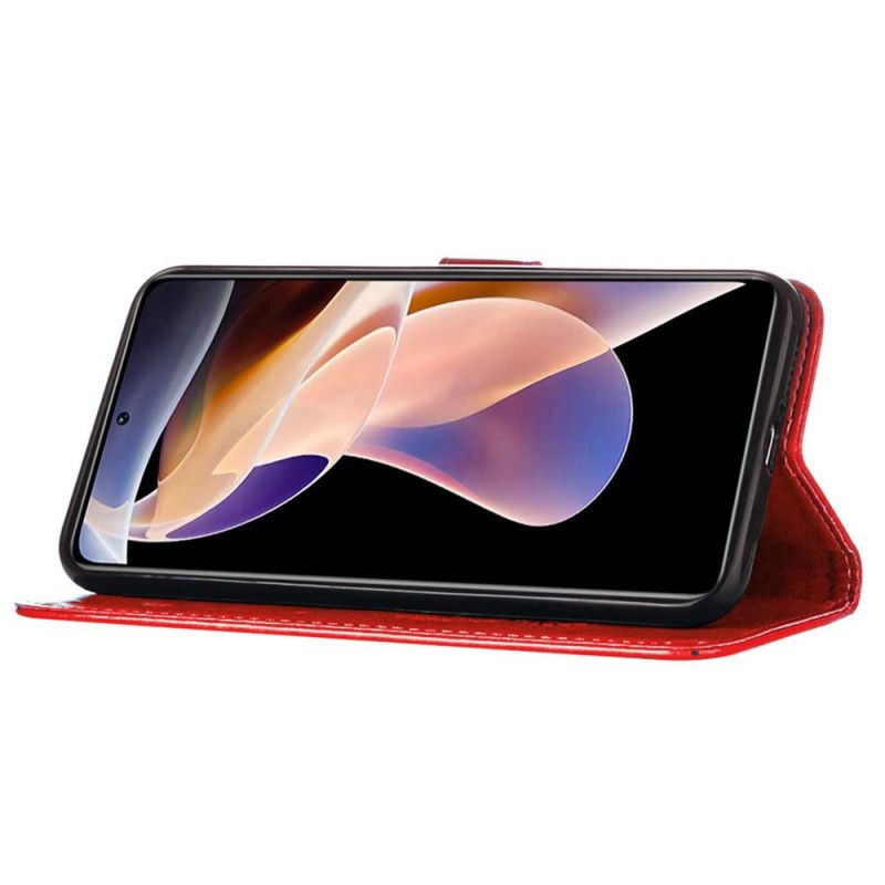 Lærdeksel Til Xiaomi Redmi Note 11 Pro Plus 5G Sommerfugldesign Med Snor