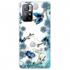 Mobildeksel Til Xiaomi Redmi Note 11 Pro Plus 5G Blå Blomster Og Sommerfugler