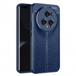 Deksel Til Honor Magic 5 Pro Dobbel Linje Litchi Leather Effect