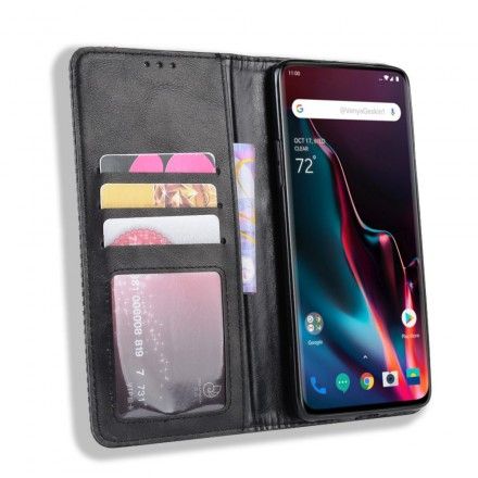 Beskyttelse Deksel Til OnePlus 7 Pro Folio Deksel Vintage Stilisert Skinneffekt