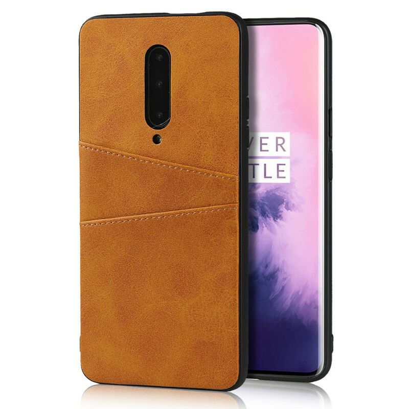 Deksel Til OnePlus 7 Pro Dobbel Kortholder I Skinntekstur