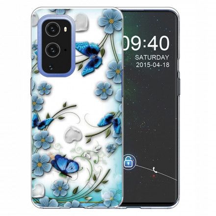 Deksel Til OnePlus 9 Pro Retro Sommerfugler Og Blomster