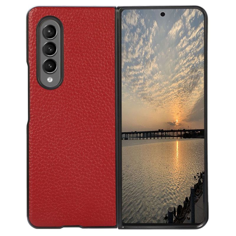 Deksel Til Samsung Galaxy Z Fold 4 Vintageeffekt Litchi Imitert Skinn