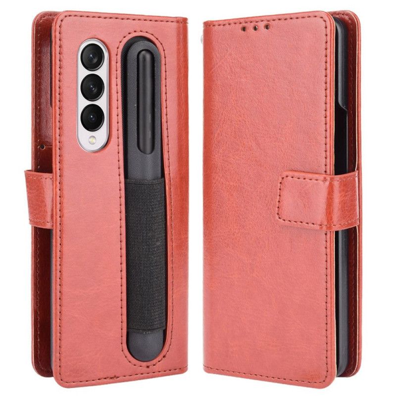 Folio Deksel Til Samsung Galaxy Z Fold 4 Med Kjede Retro Business Strappy