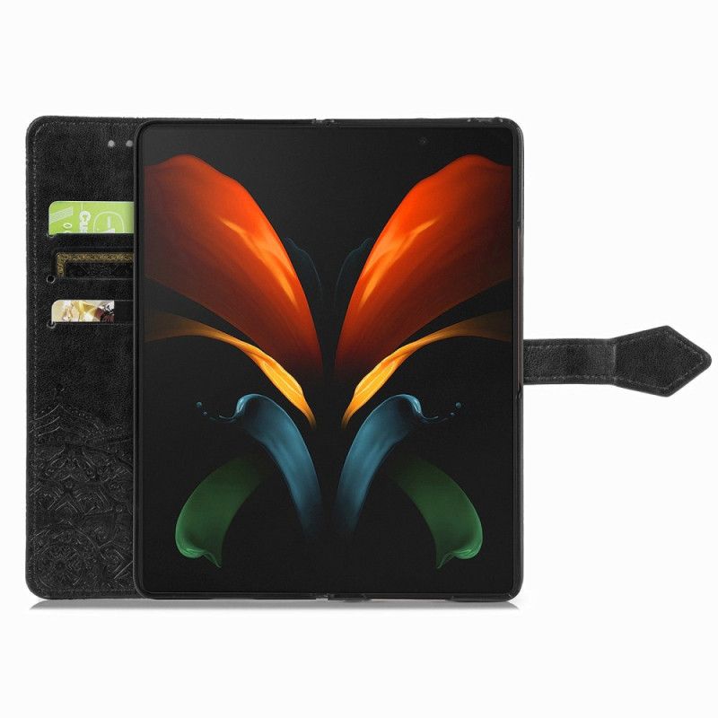 Lærdeksel Til Samsung Galaxy Z Fold 4 Med Kjede Middelalderens Strappy Mandala