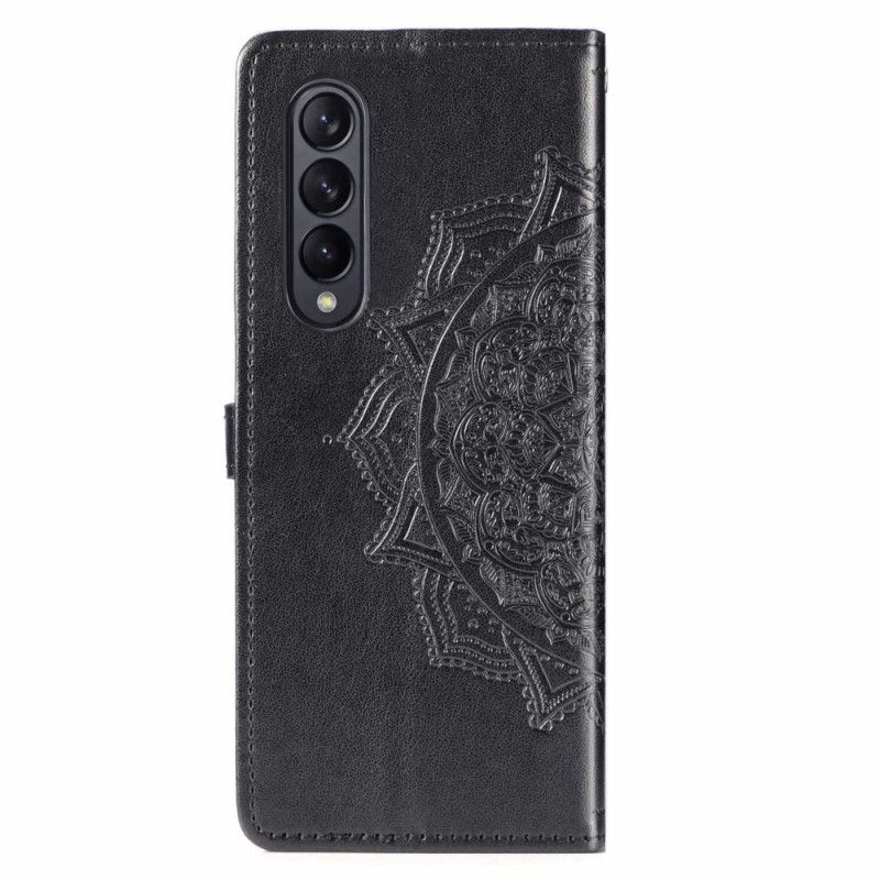 Lærdeksel Til Samsung Galaxy Z Fold 4 Med Kjede Middelalderens Strappy Mandala