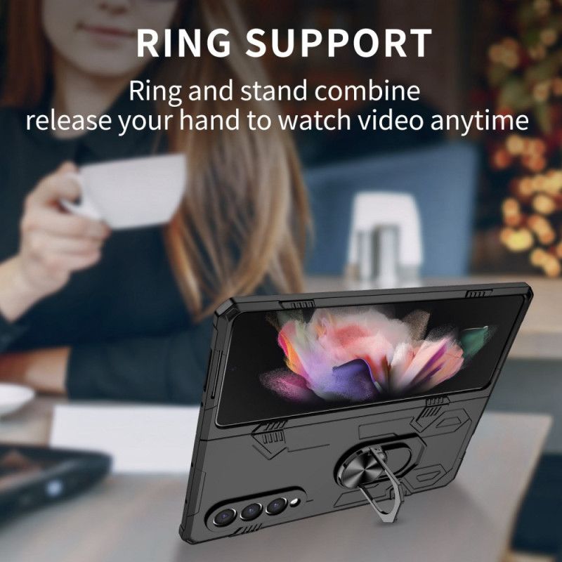Mobildeksel Til Samsung Galaxy Z Fold 4 Bi-materiale Og Roterende Ring