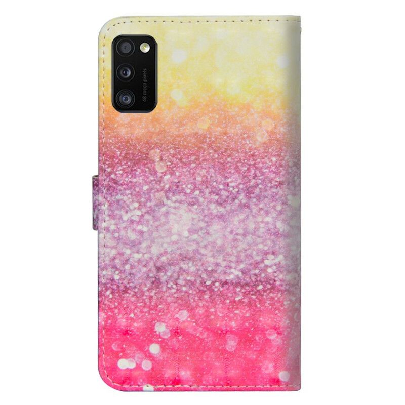 Folio Deksel Til Samsung Galaxy A41 Magenta Glittergradient