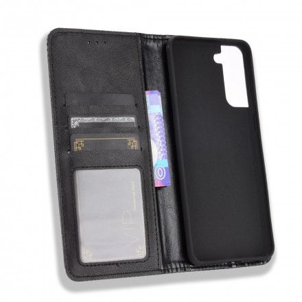 Beskyttelse Deksel Til Samsung Galaxy S21 5G Folio Deksel Vintage Stilisert Skinneffekt