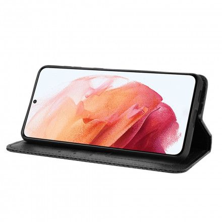 Beskyttelse Deksel Til Samsung Galaxy S21 5G Folio Deksel Vintage Stilisert Skinneffekt