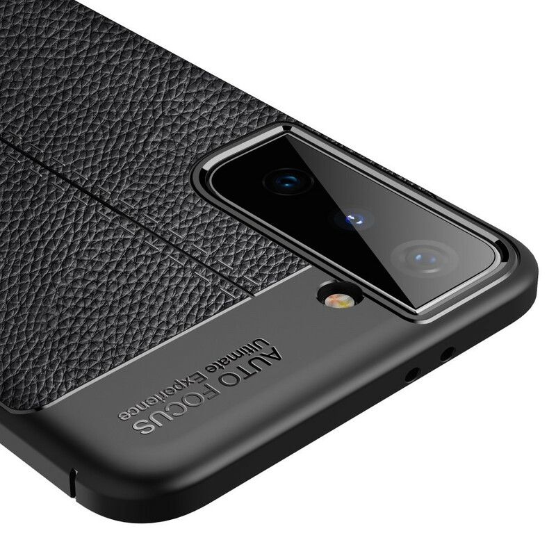 Deksel Til Samsung Galaxy S21 5G Dobbellinje Litchi-skinneffekt