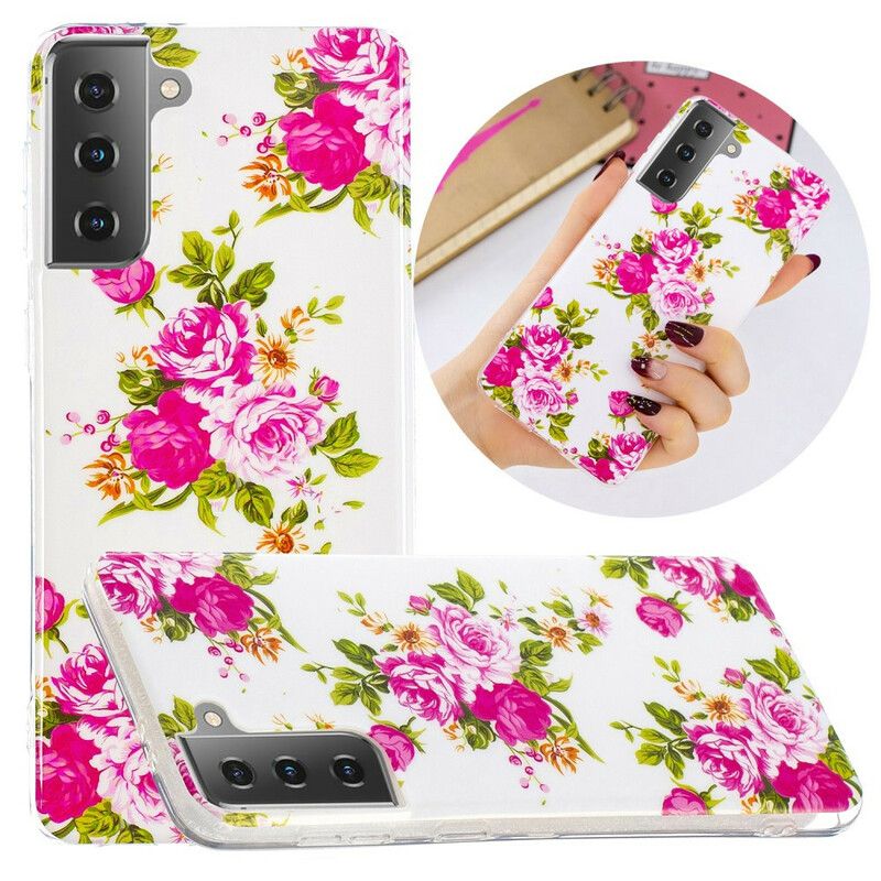 Deksel Til Samsung Galaxy S21 5G Fluorescerende Liberty-blomster