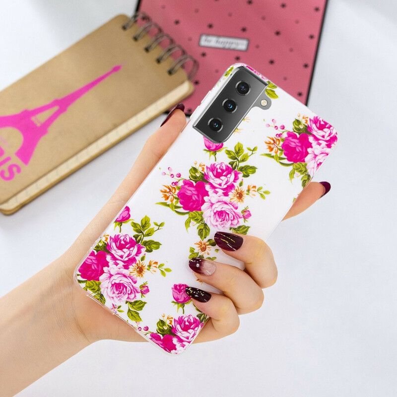 Deksel Til Samsung Galaxy S21 5G Fluorescerende Liberty-blomster